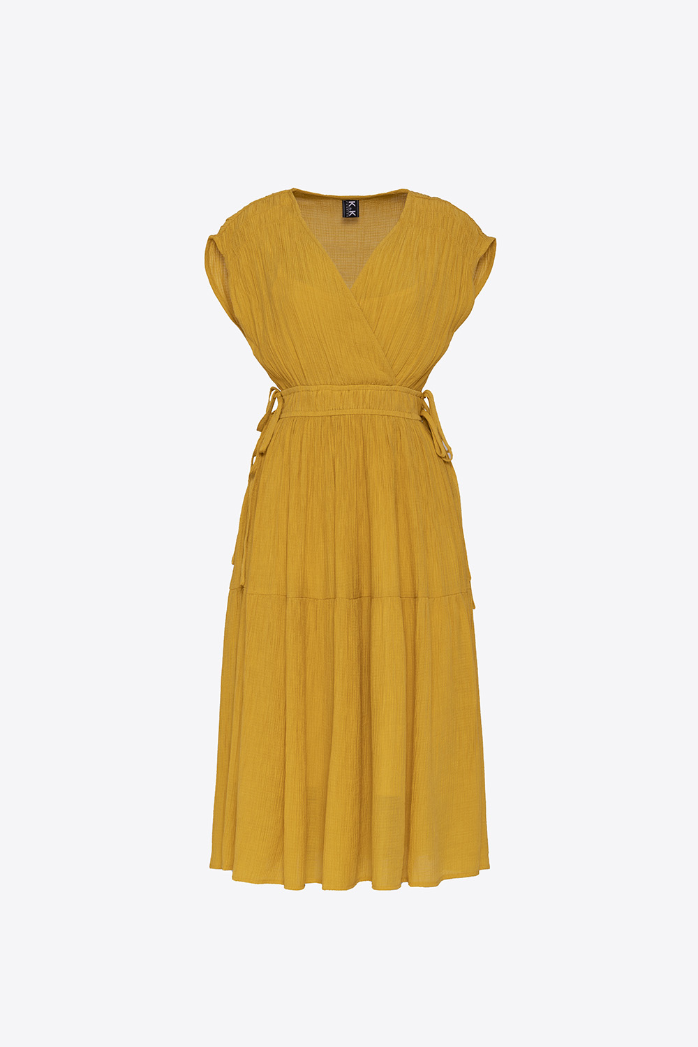 Đầm xòe xếp ly cổ V dây rút eo 