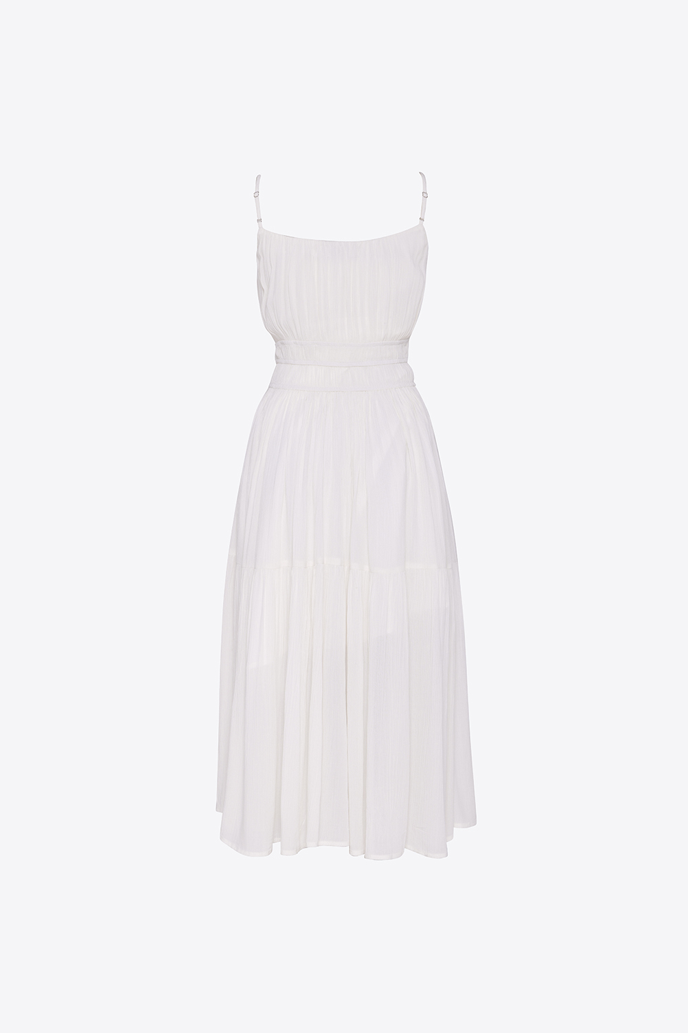 Đầm xòe midi hai dây màu trắng 