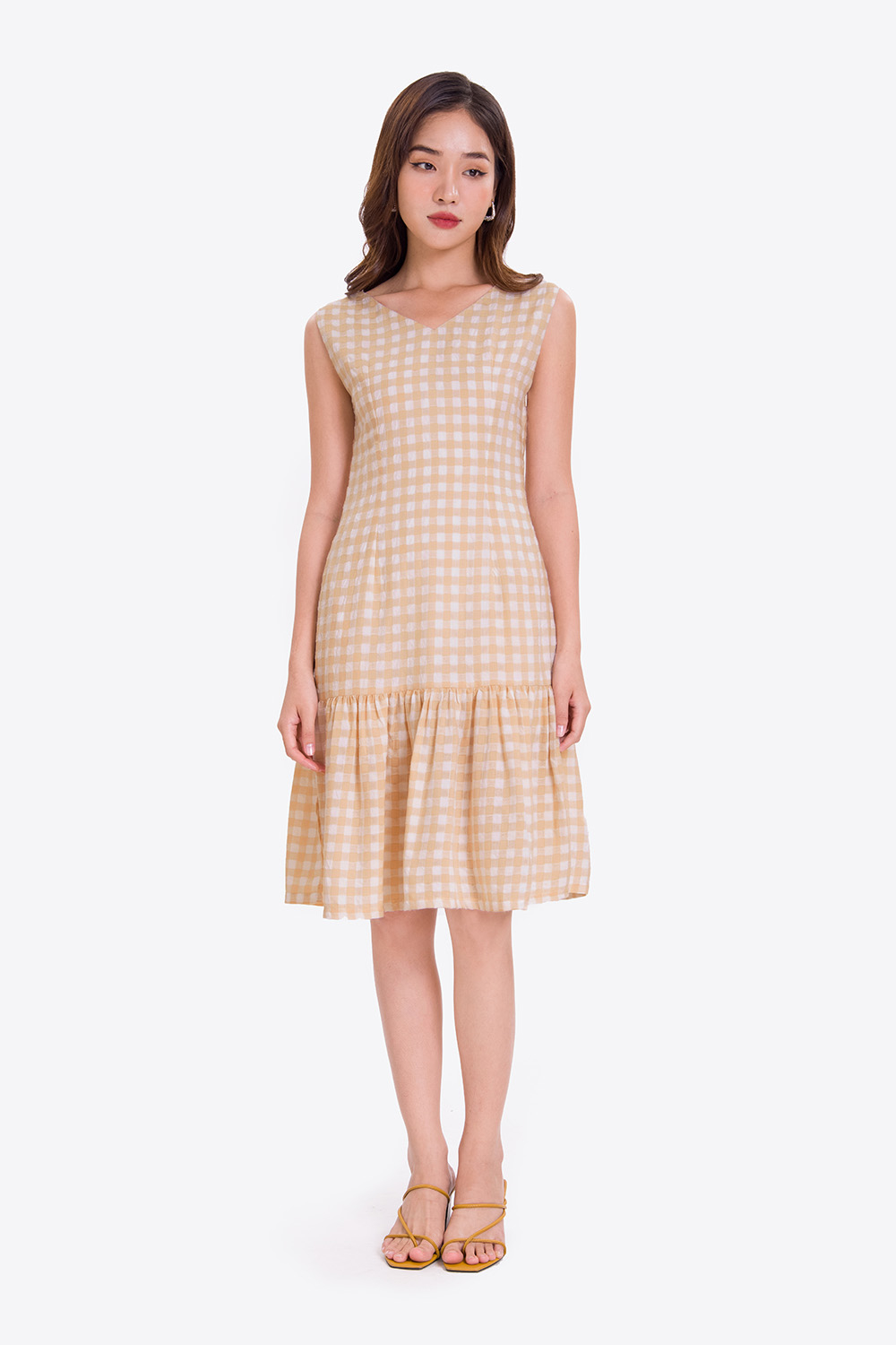 Đầm suông đuôi cá họa tiết gingham