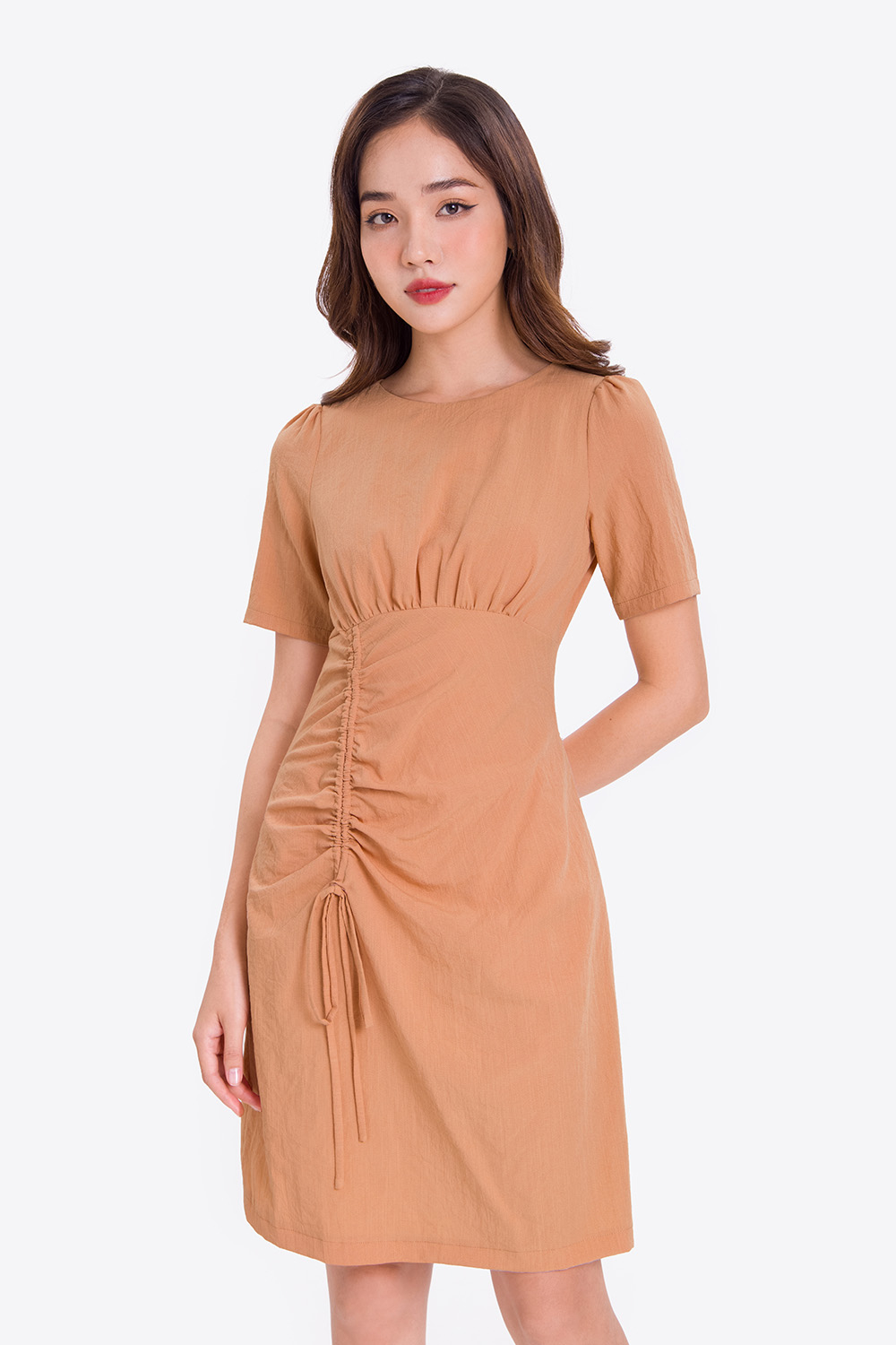 Đầm công sở nữ dáng chữ A rút dây 