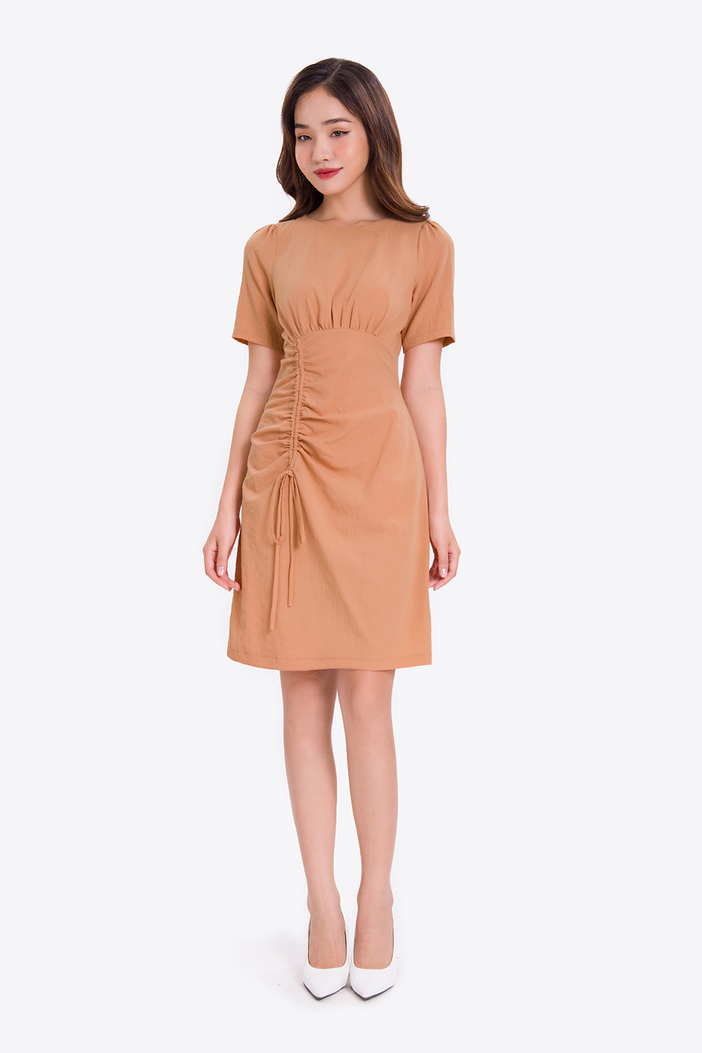 Đầm công sở nữ dáng chữ A rút dây 