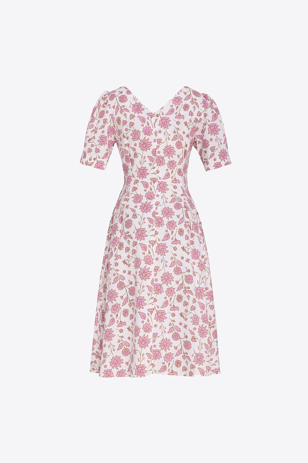 Đầm công sở hoa cổ V dáng xòe 