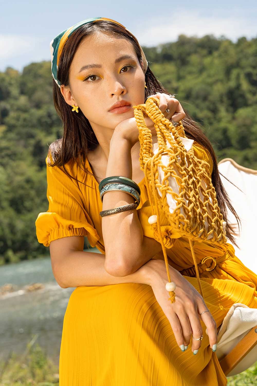 Đầm suông tay lỡ phối dây eo 