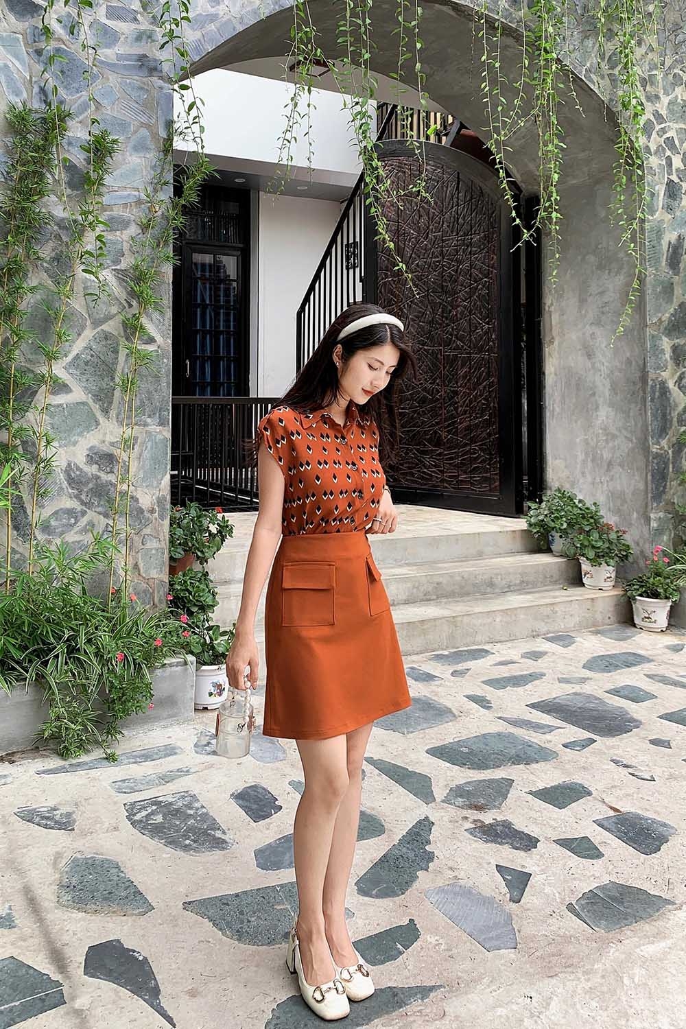 Áo sơ mi công sở nữ họa tiết 