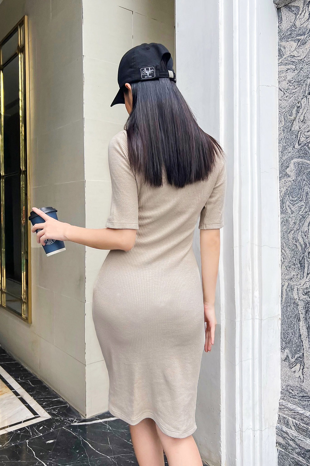 Đầm thun ôm cổ polo