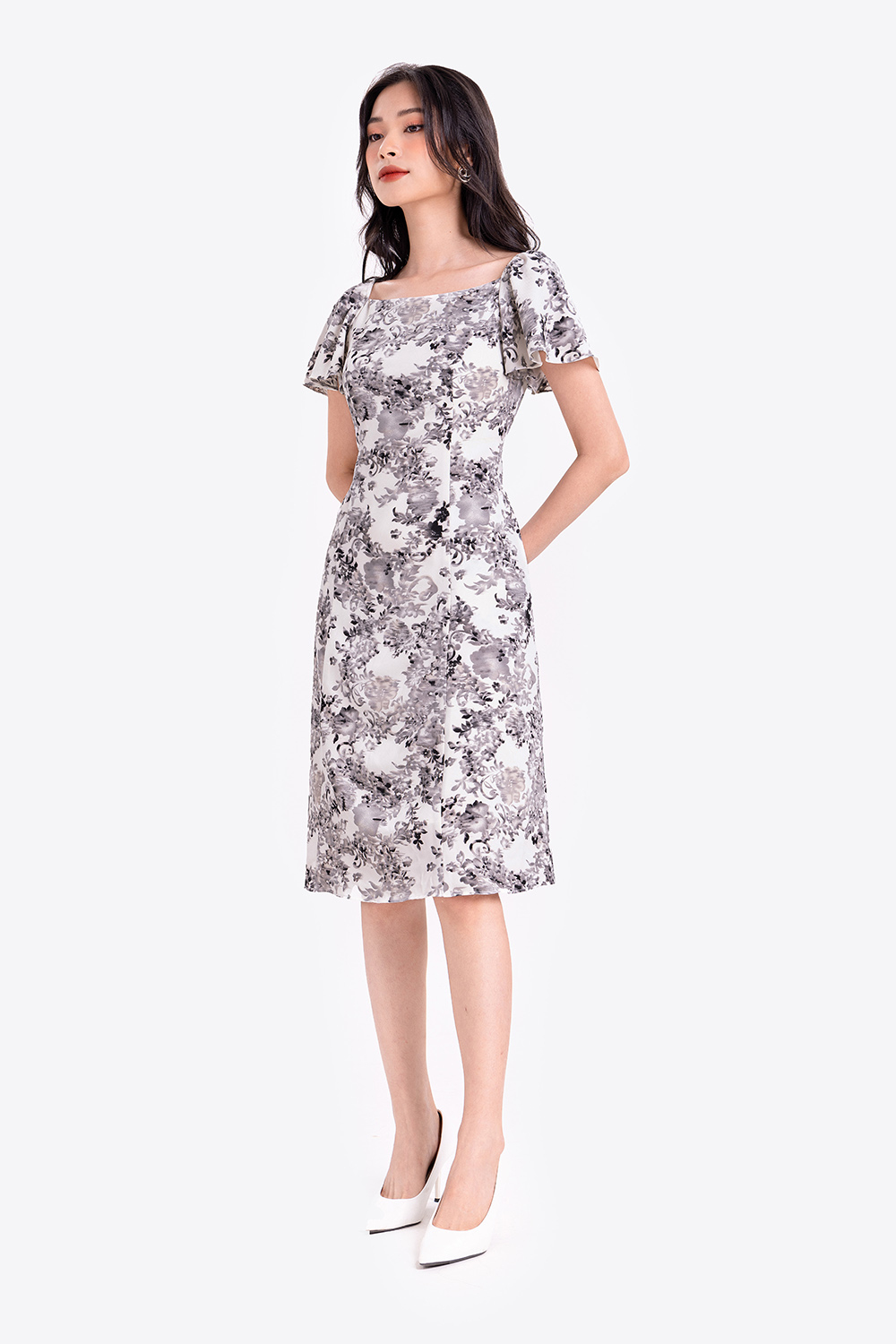 Đầm hoa công sở nữ form chữ A 