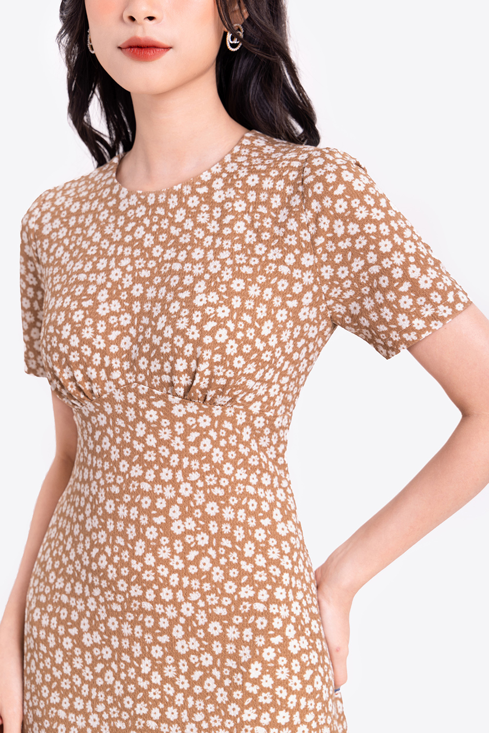 Đầm hoa nhí công sở dáng chữ A 