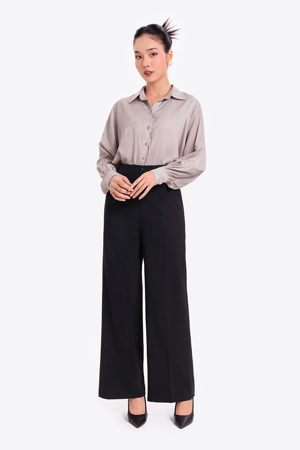 Áo sơ mi nữ trơn dài tay công sở 