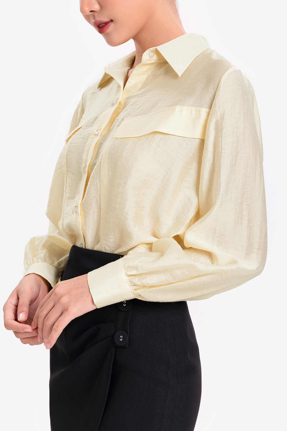 Áo sơ mi nữ công sở phối túi giả 