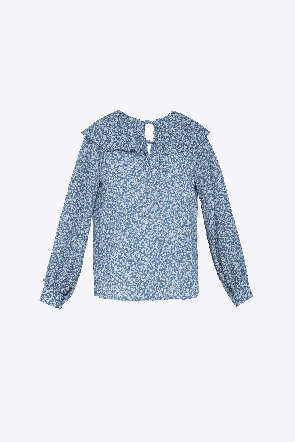 Áo kiểu nữ họa tiết hoa cổ sen phối nơ 