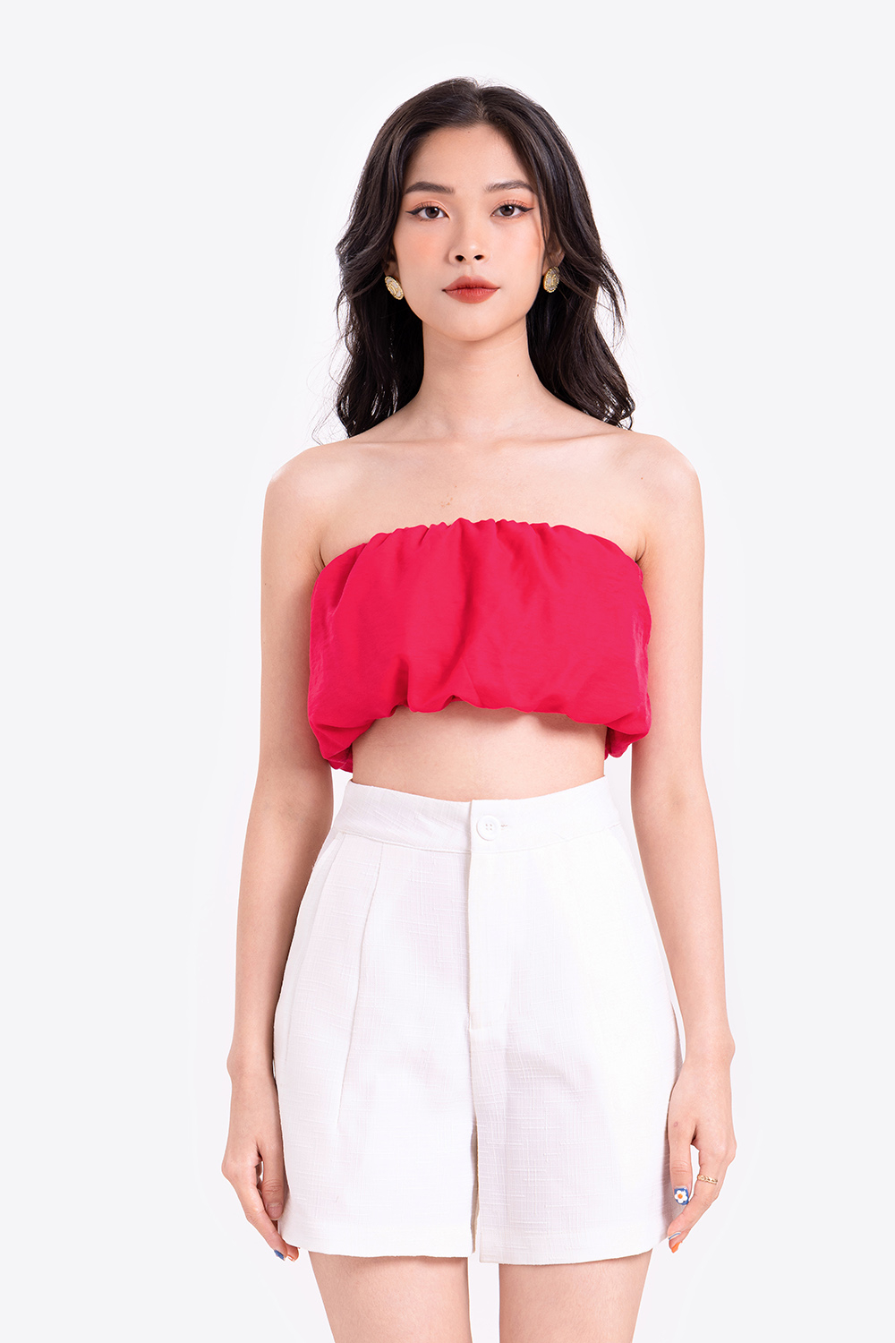 Áo ống croptop màu hồng 