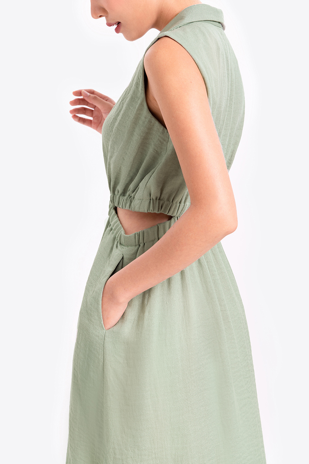 Đầm chữ A eo bo chun cut-out 