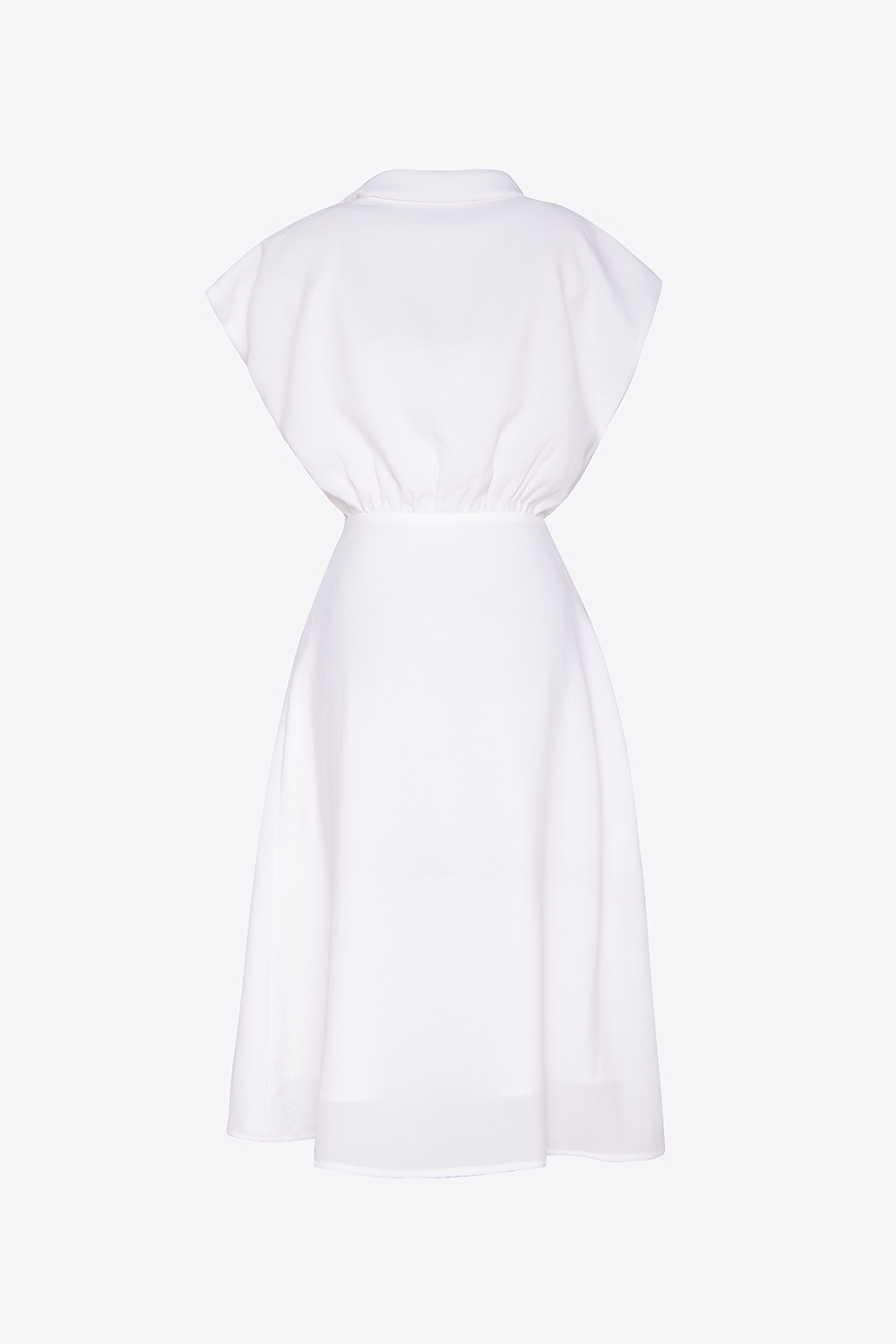 Đầm xòe trắng cổ phối nơ 