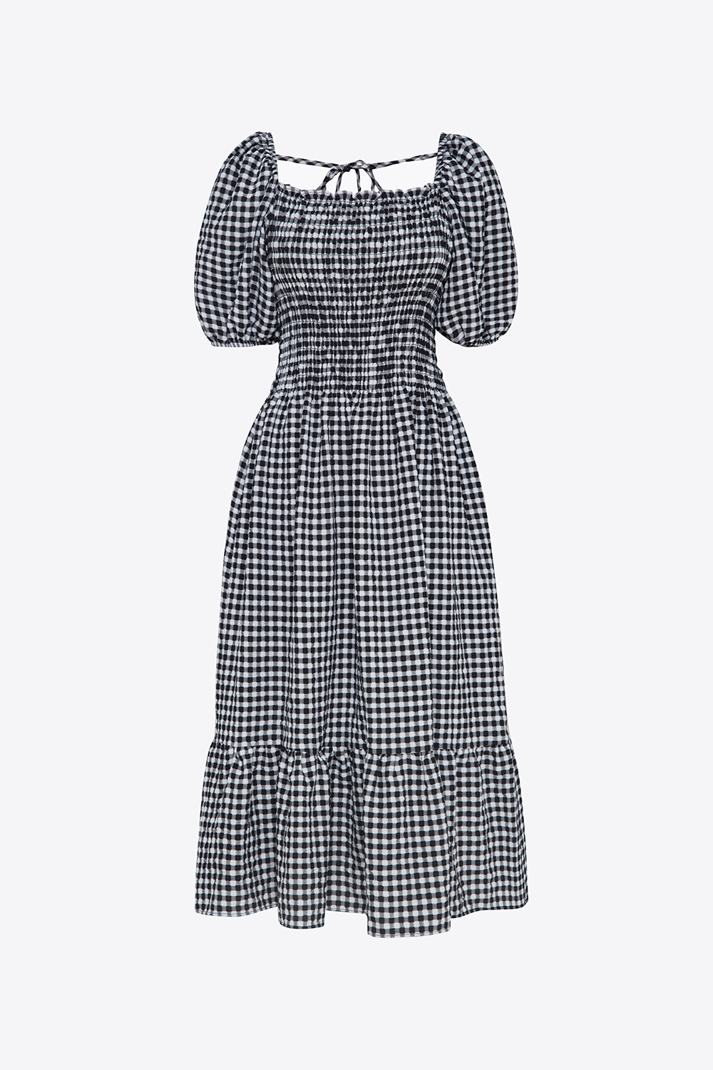 Đầm xòe midi đuôi cá cổ vuông 