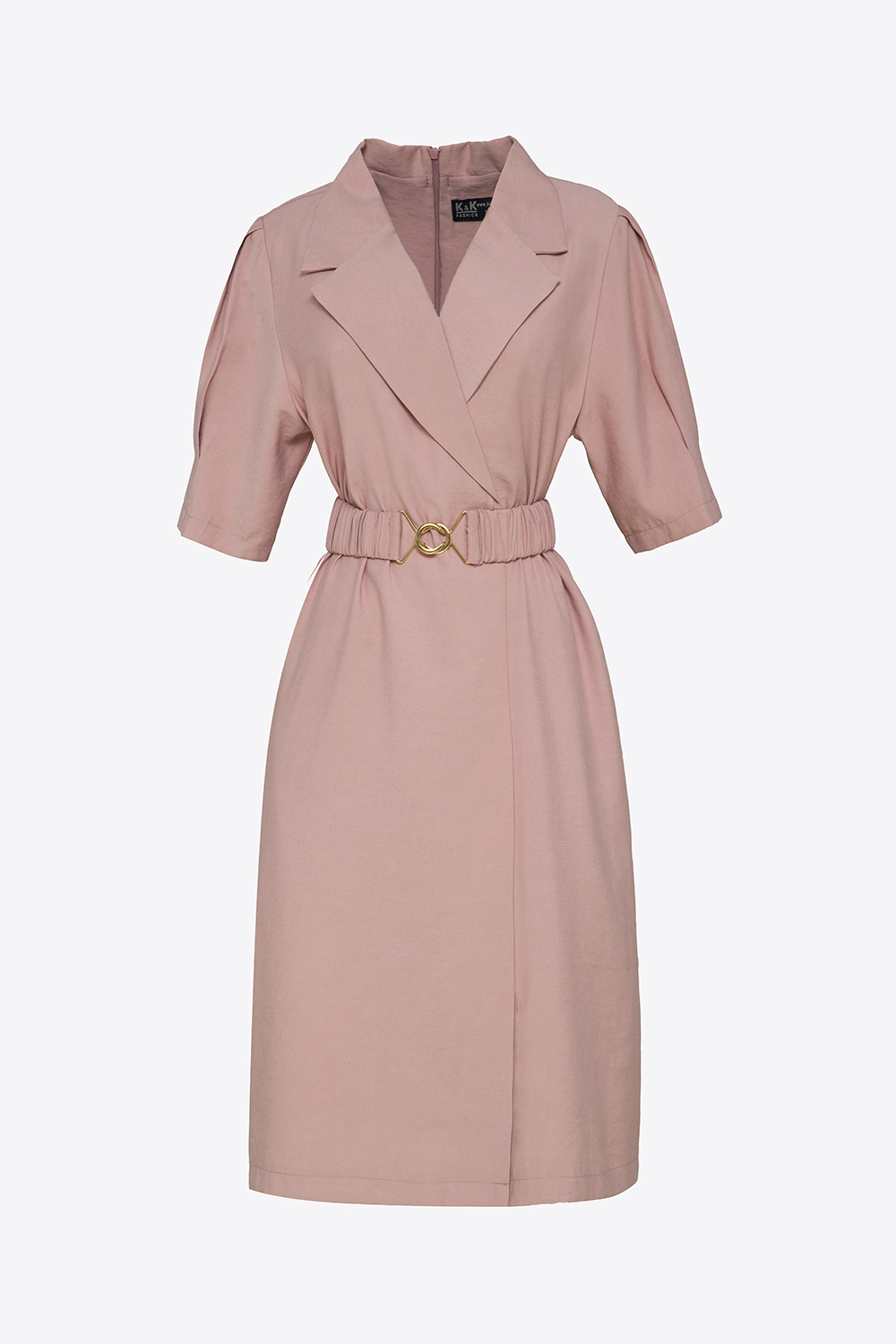 Đầm suông phối thắt lưng vải 