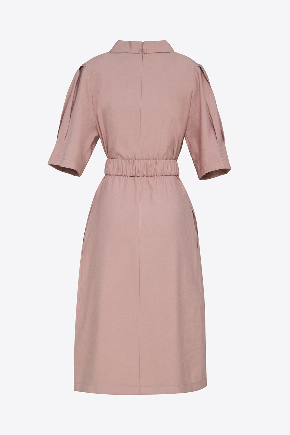 Đầm suông phối thắt lưng vải 