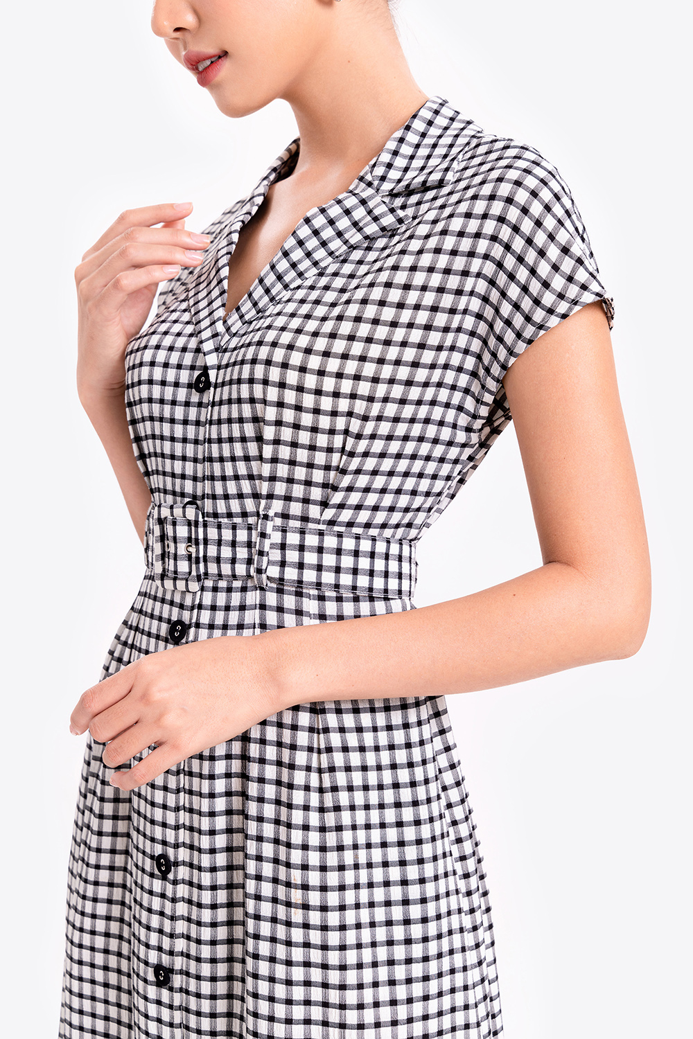 Đầm sơ mi caro nữ công sở 