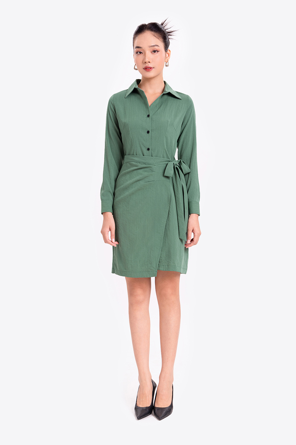 Đầm sơ mi công sở tùng đắp 