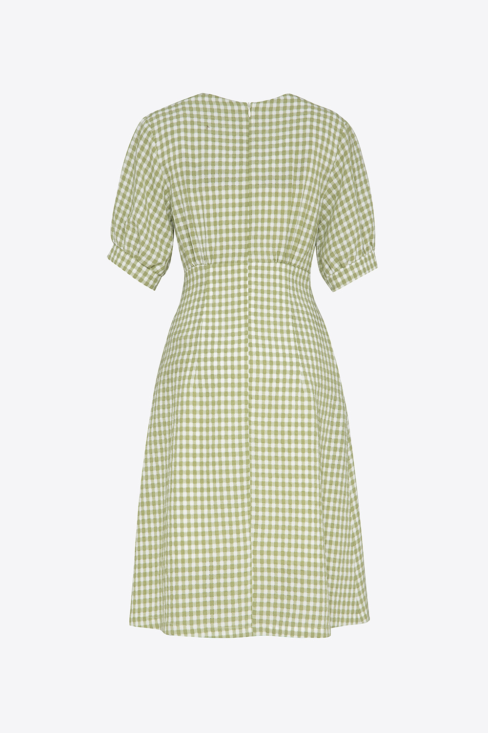 Đầm caro công sở nữ dáng A phối nơ 