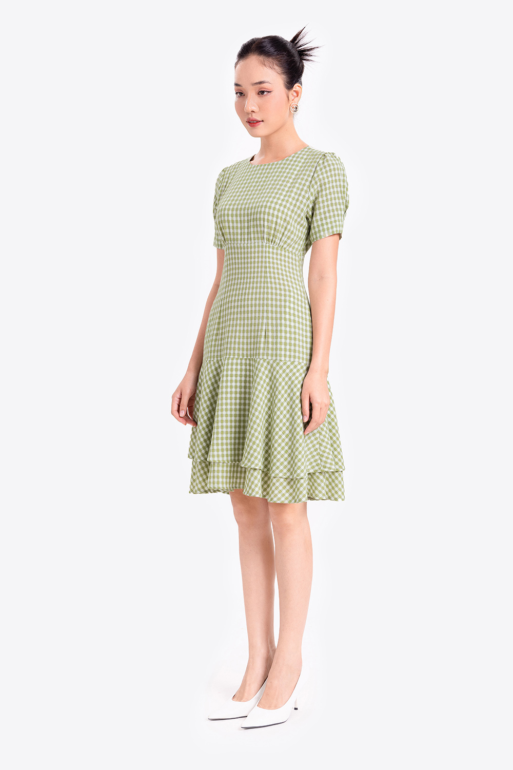 Đầm caro đuôi cá dáng A 