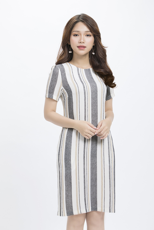 Đầm suông họa tiết kẻ sọc kk88-22