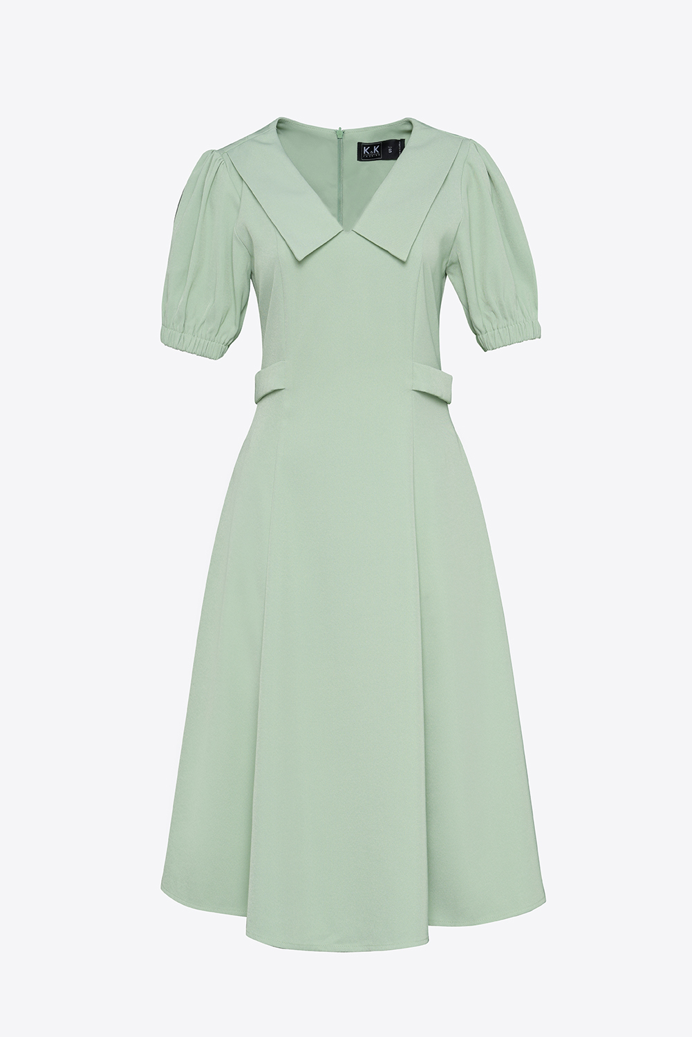 Đầm công sở nữ dáng xòe chữ a cổ sen 