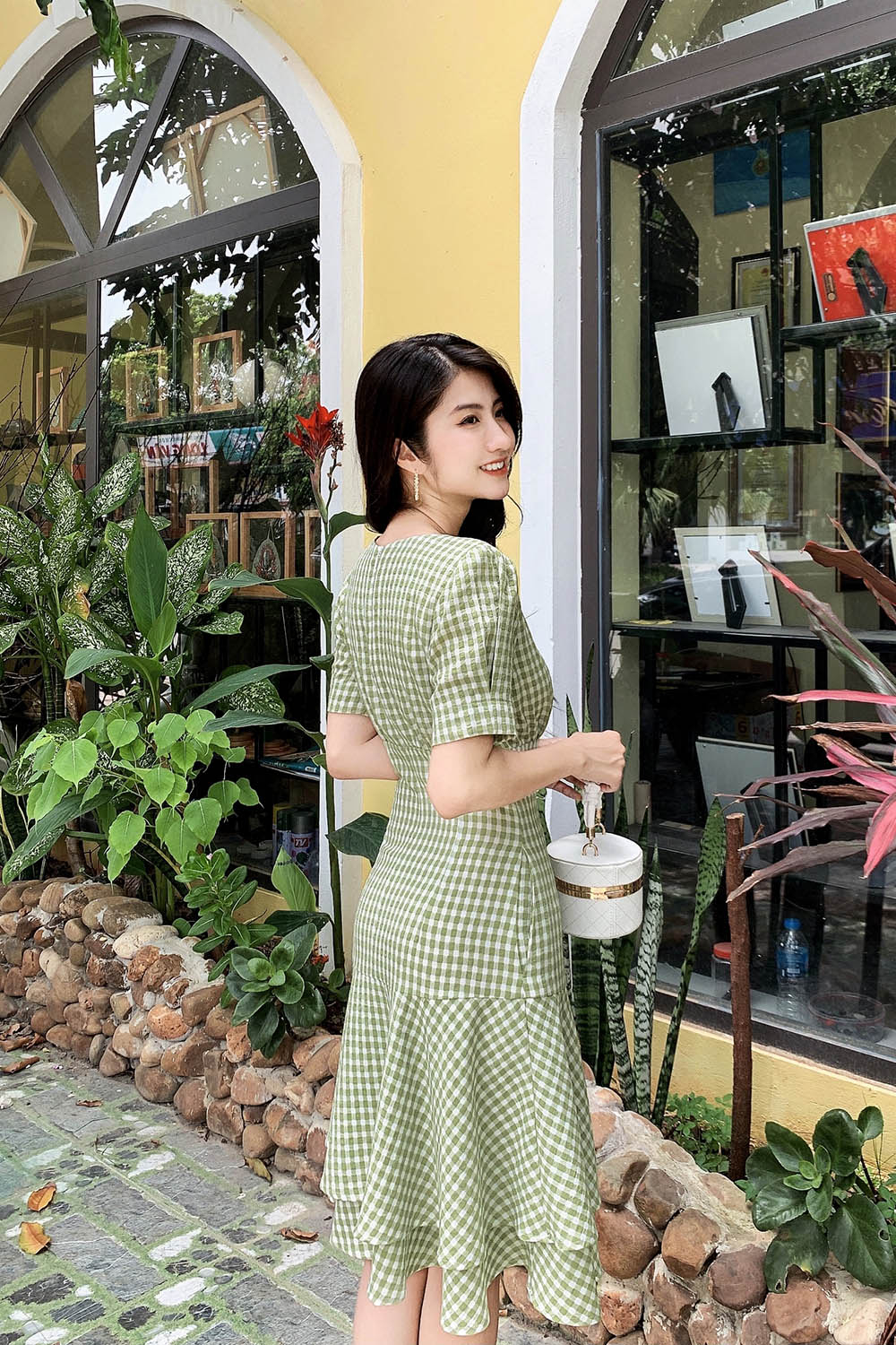 Đầm caro đuôi cá dáng A 