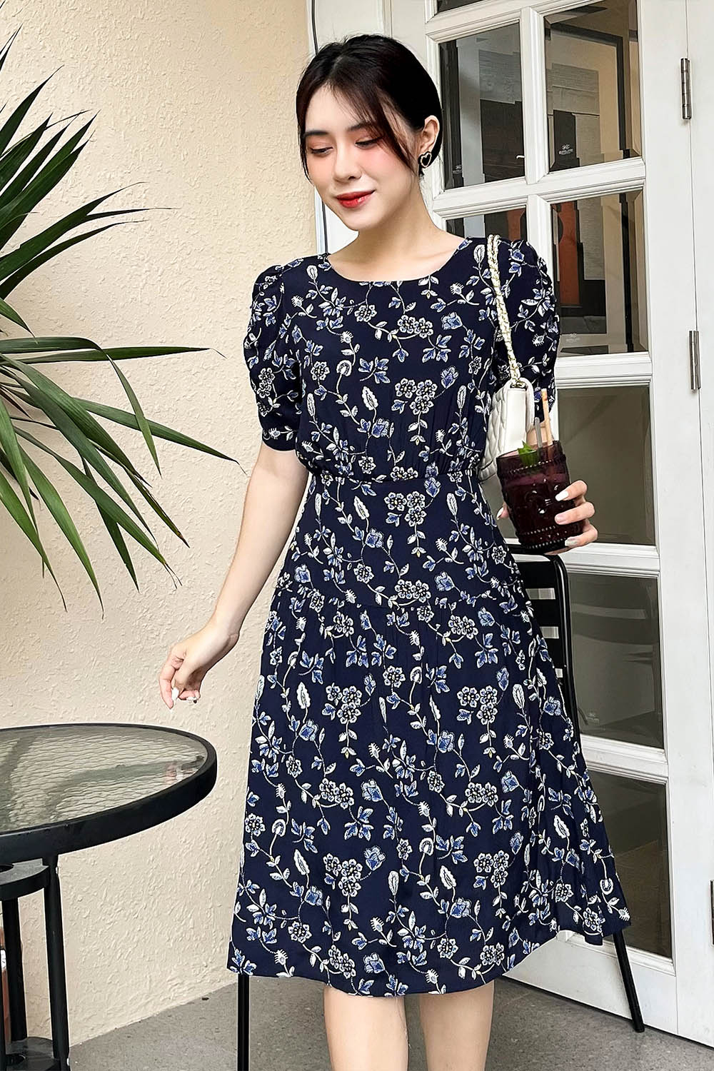 Đầm hoa dáng chữ A công sở 