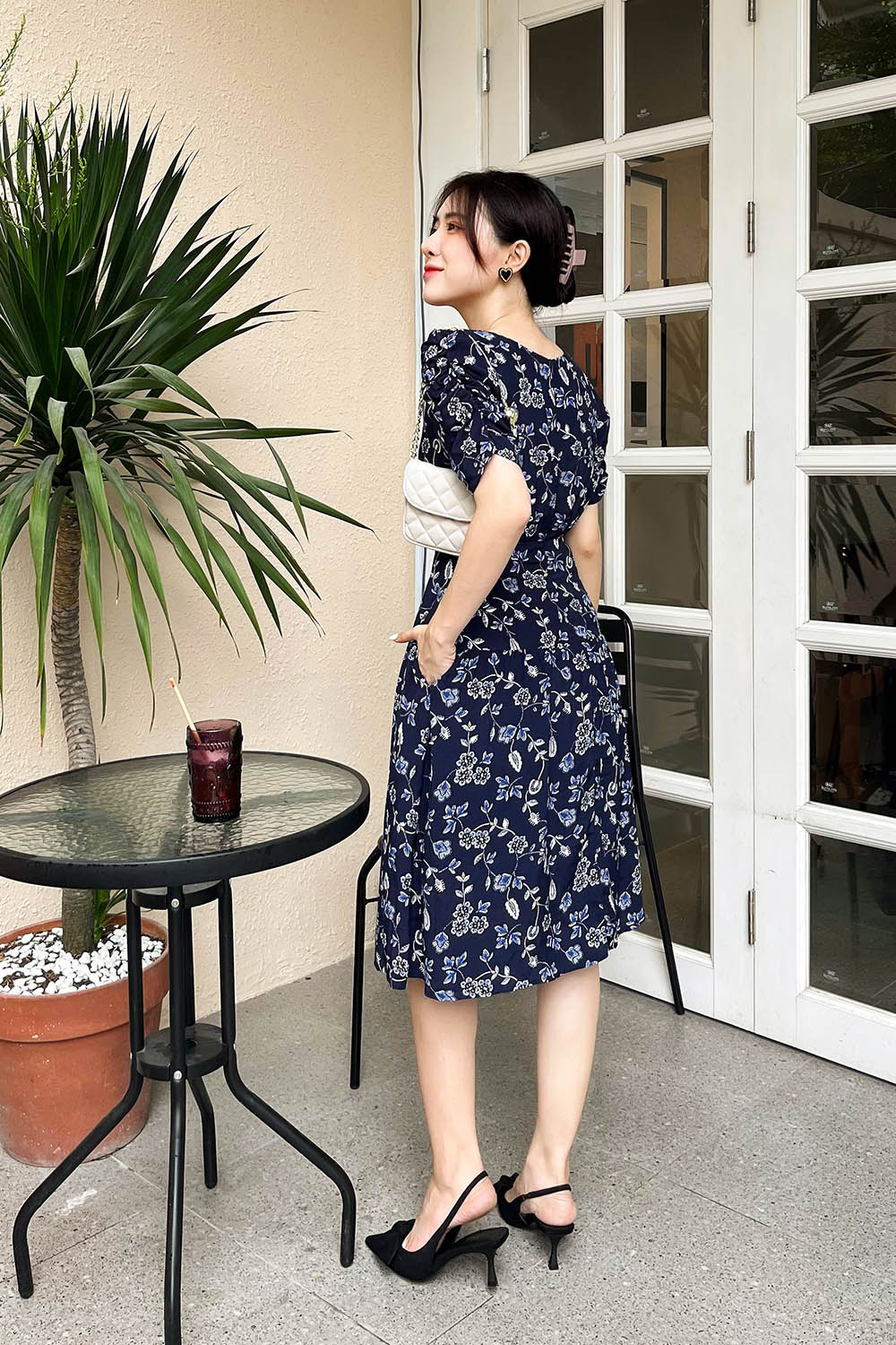 Đầm hoa dáng chữ A công sở 