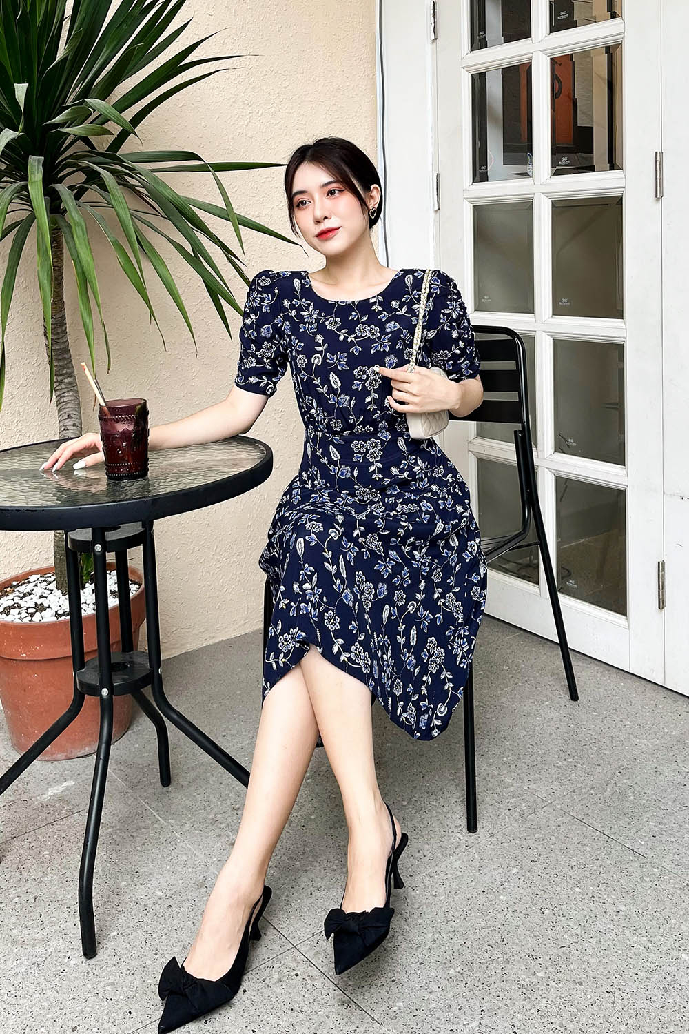 Đầm hoa dáng chữ A công sở 