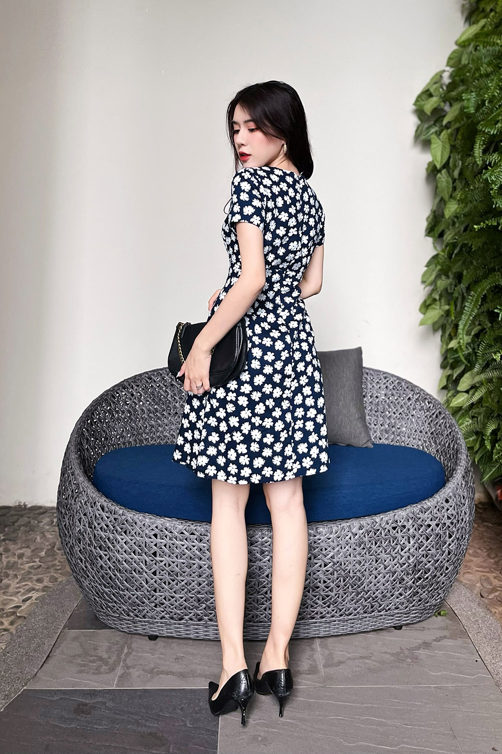 Đầm hoa dáng chữ A công sở nữ 