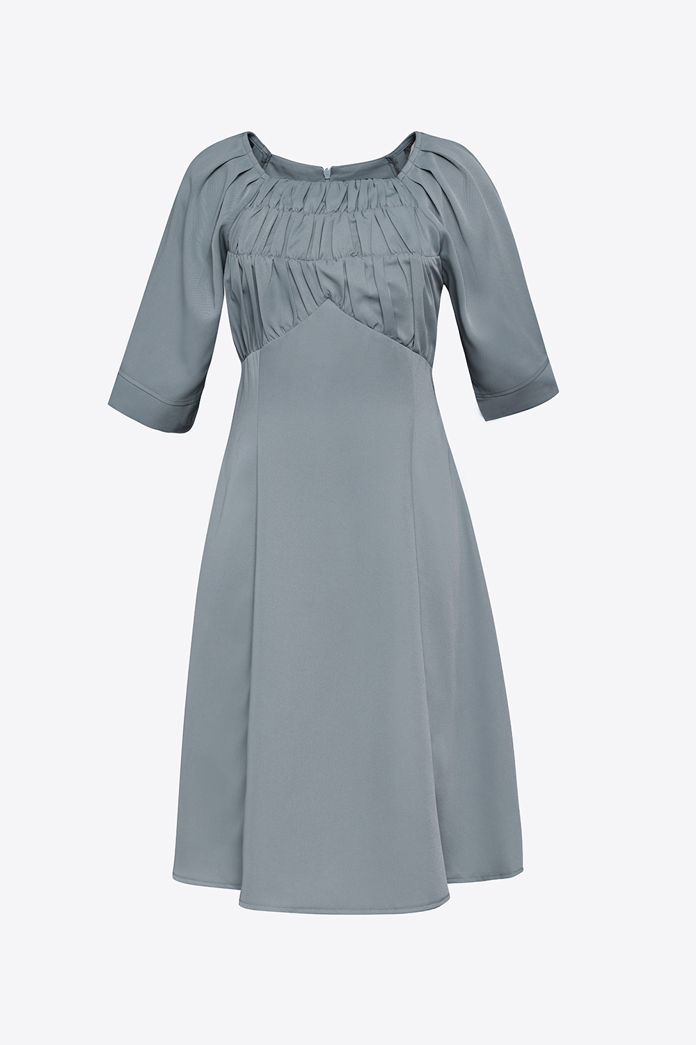 Đầm xòe công sở đơn sắc nhún ngực