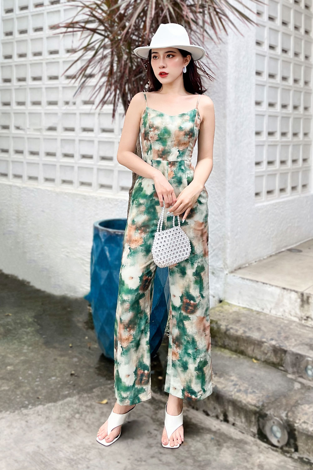 Jumpsuit dáng dài họa tiết tie dye