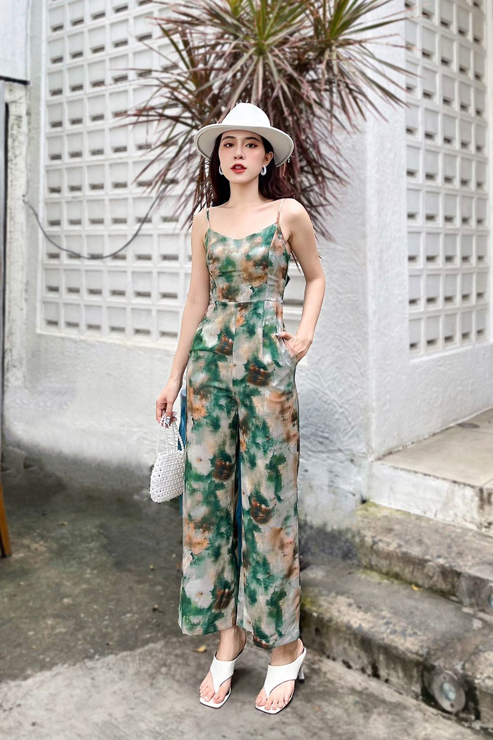 Jumpsuit dáng dài họa tiết tie dye