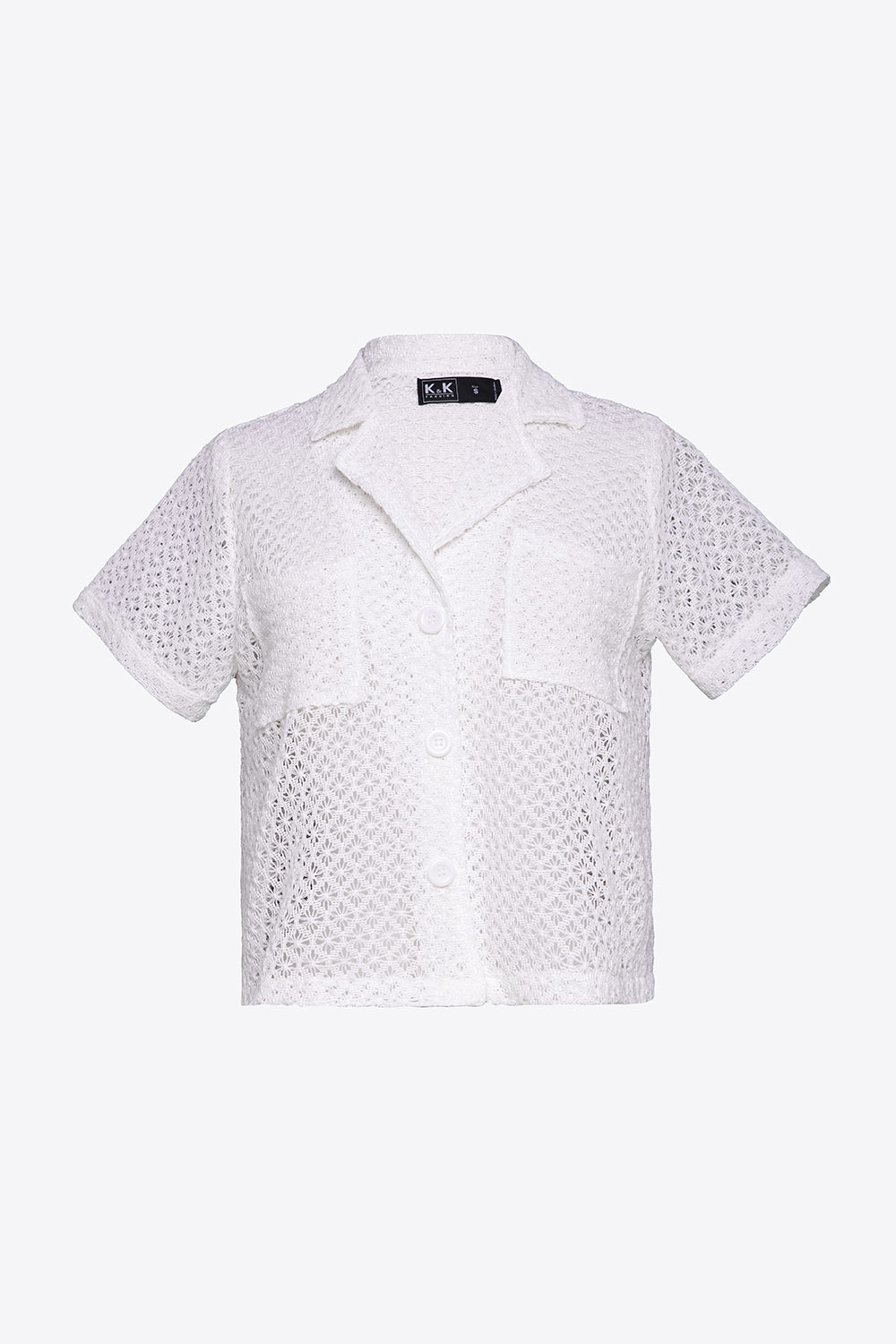 Áo sơ mi trắng nữ ren cotton 