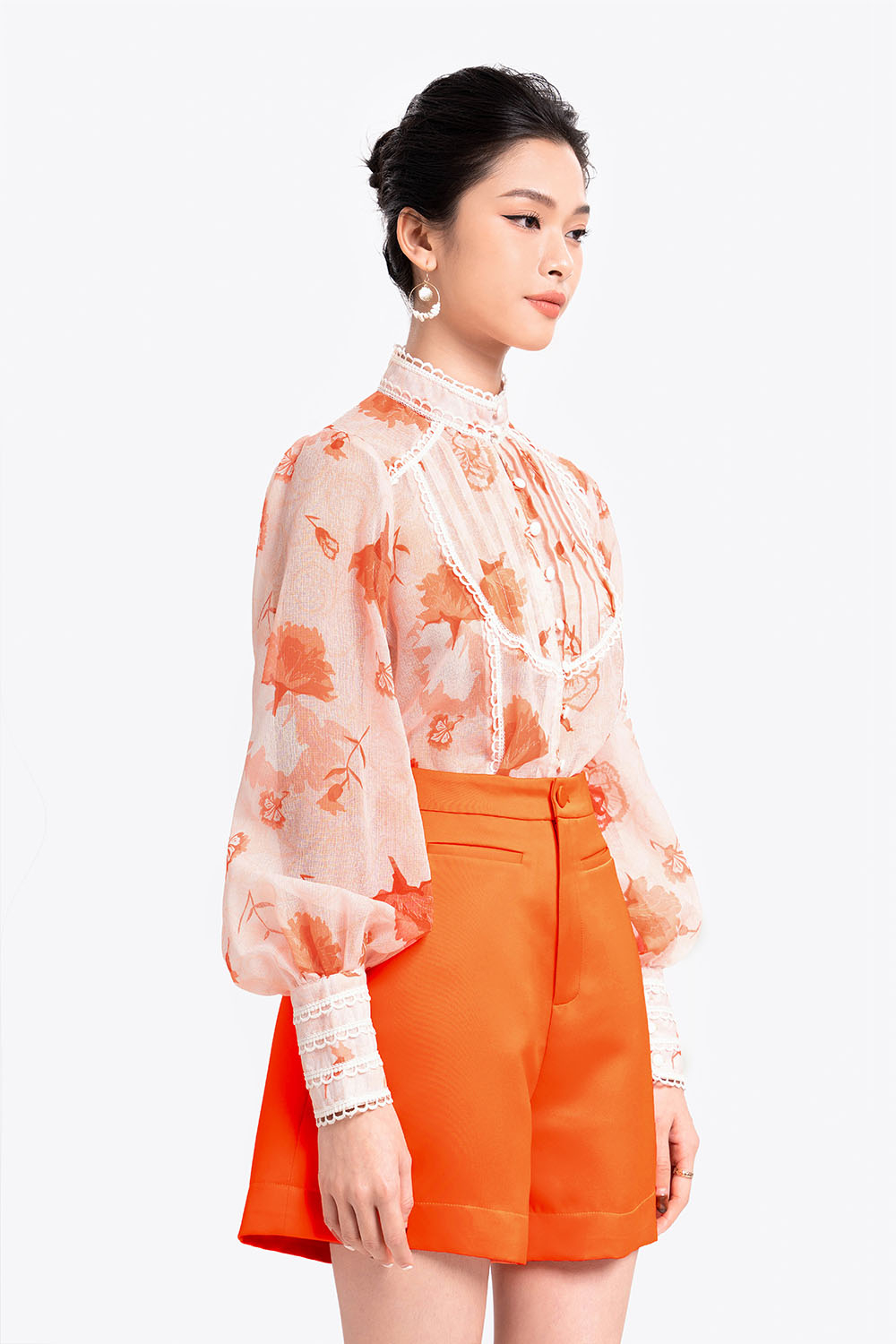 Quần short ngắn nữ màu cam 2 túi 