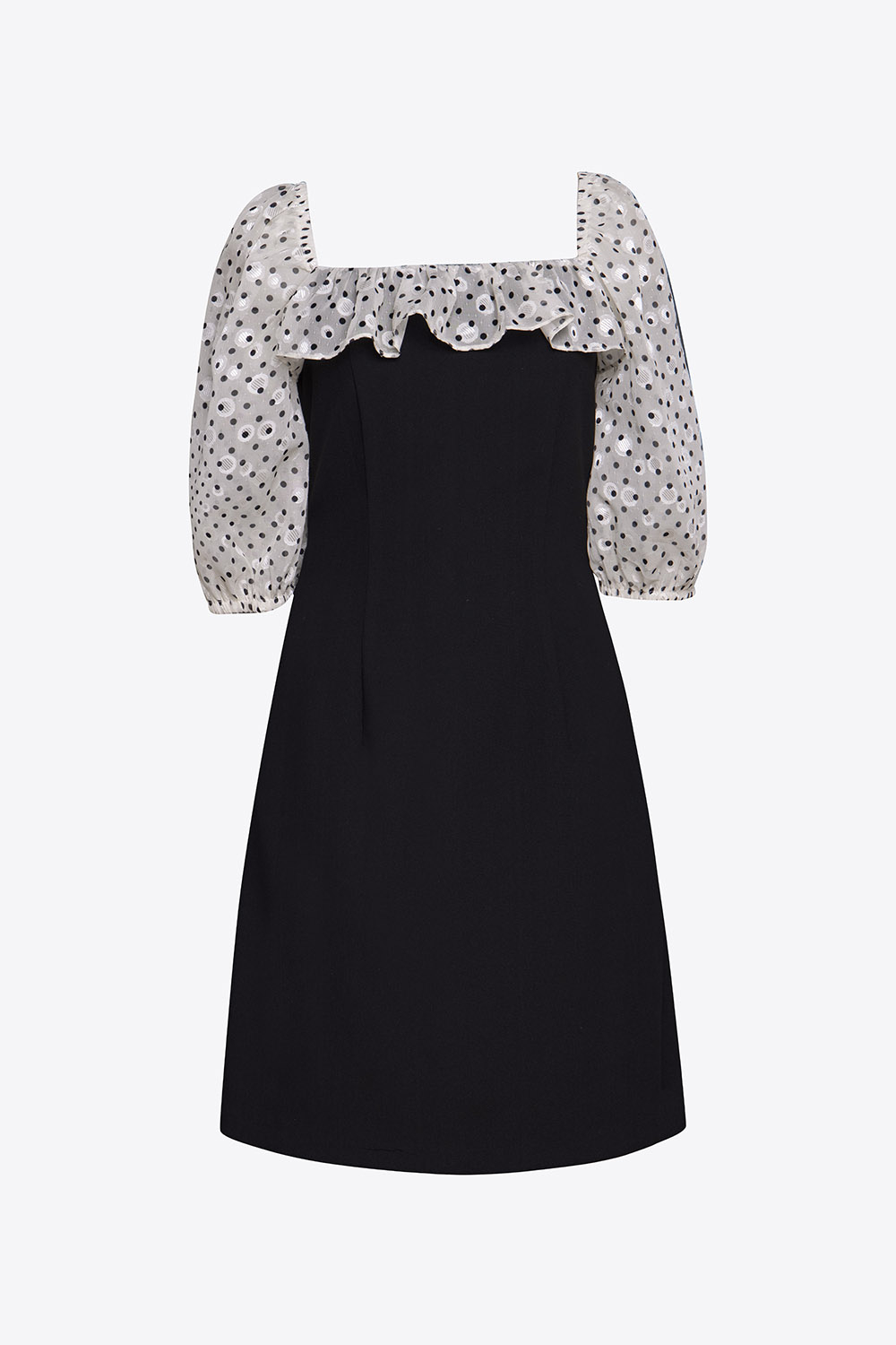 Đầm đen công sở nữ phối chấm bi