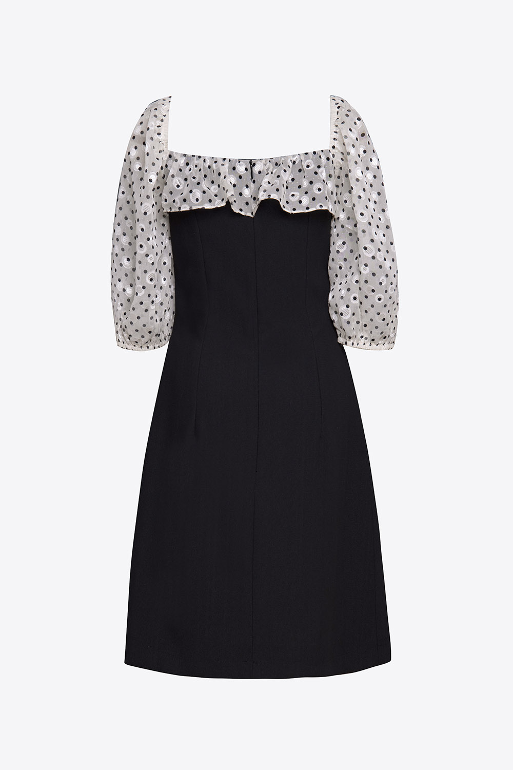 Đầm đen công sở nữ phối chấm bi