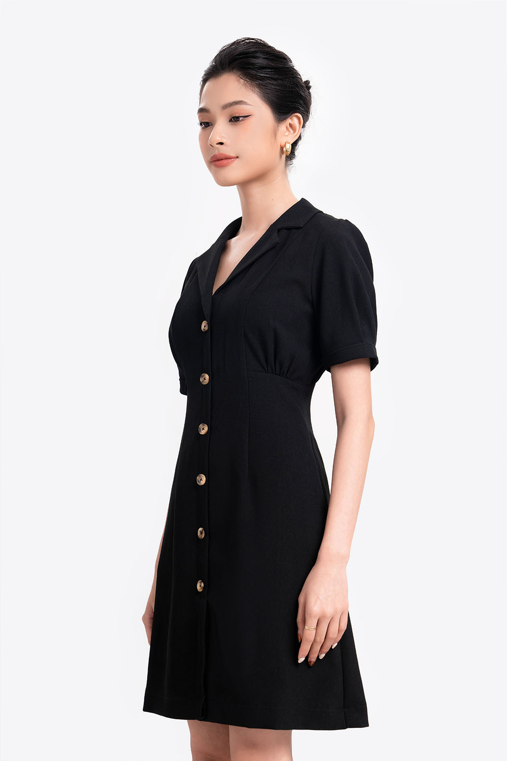 Đầm đen chữ A công sở cổ đan tông 