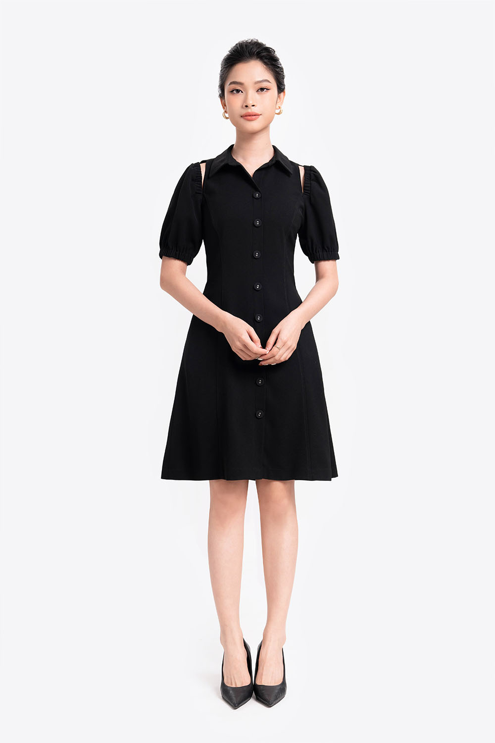 Đầm sơ mi công sở dáng chữ A 