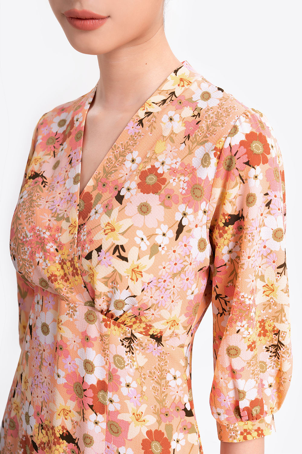 Đầm công sở chữ A họa tiết hoa