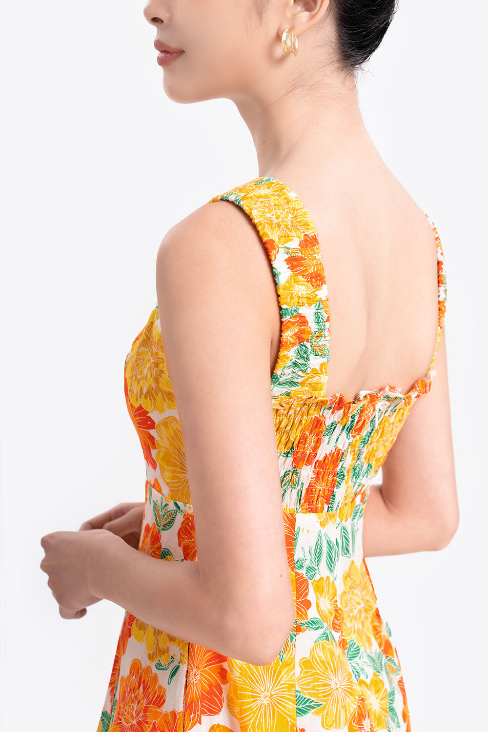 Đầm hoa dáng chữ A sát nách 