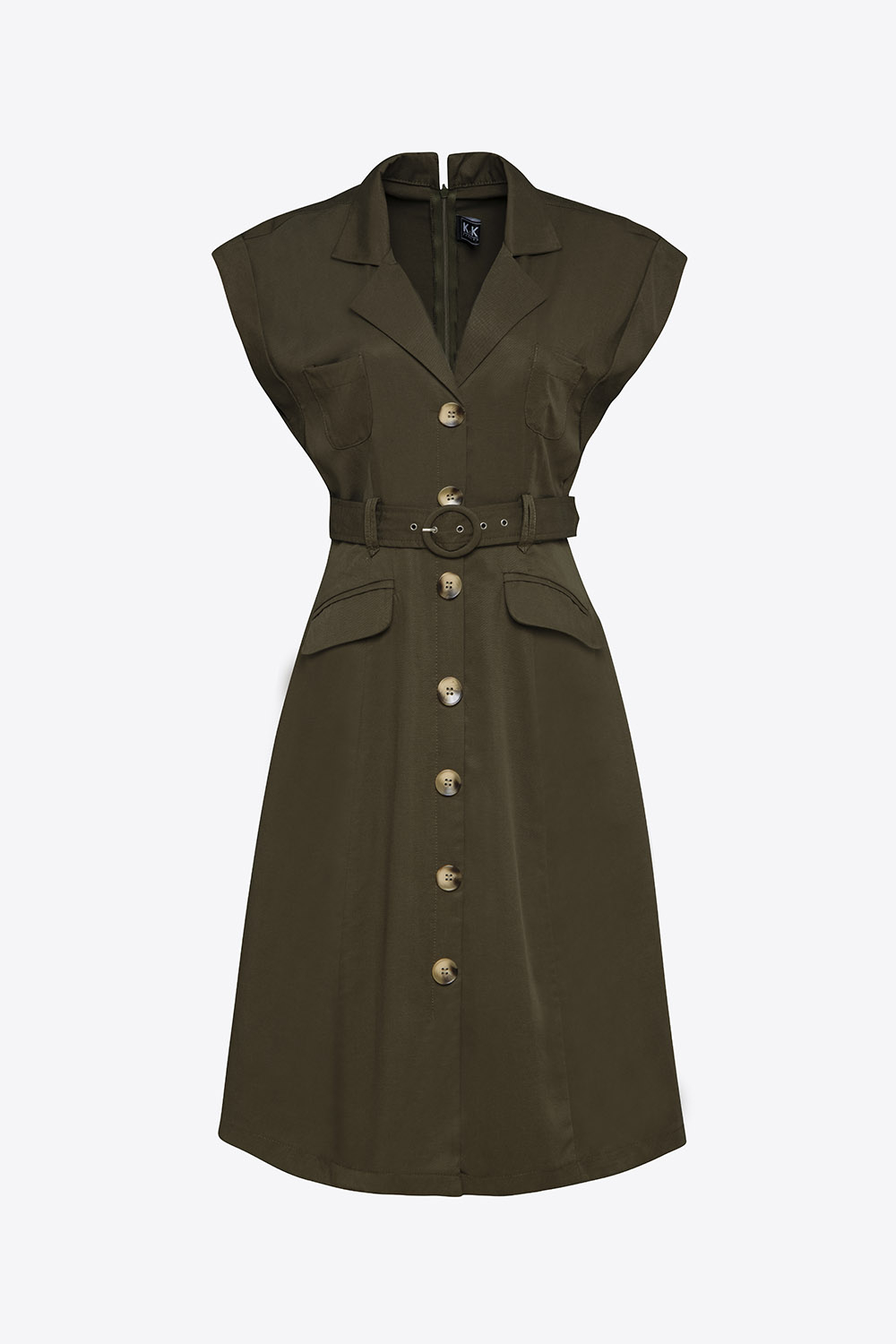 Đầm sơ mi công sở kèm thắt lưng vải 