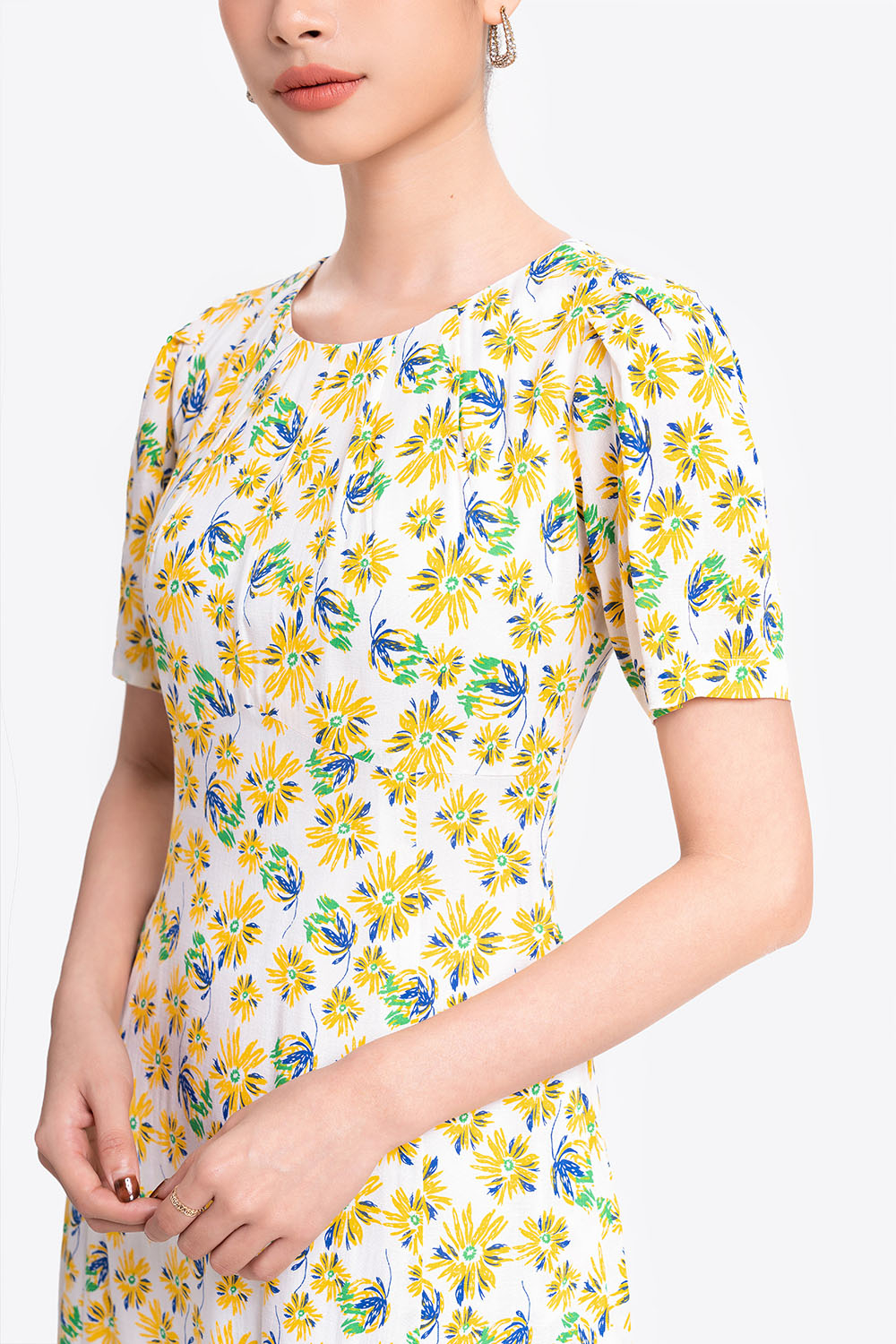 Đầm hoa chữ A công sở nữ 