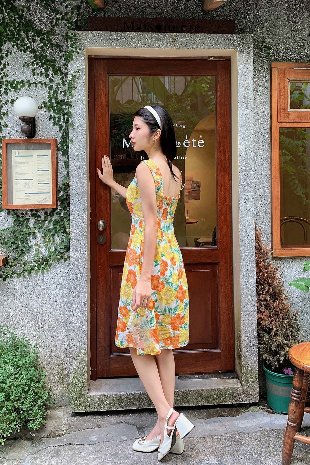 Đầm hoa dáng chữ A sát nách 