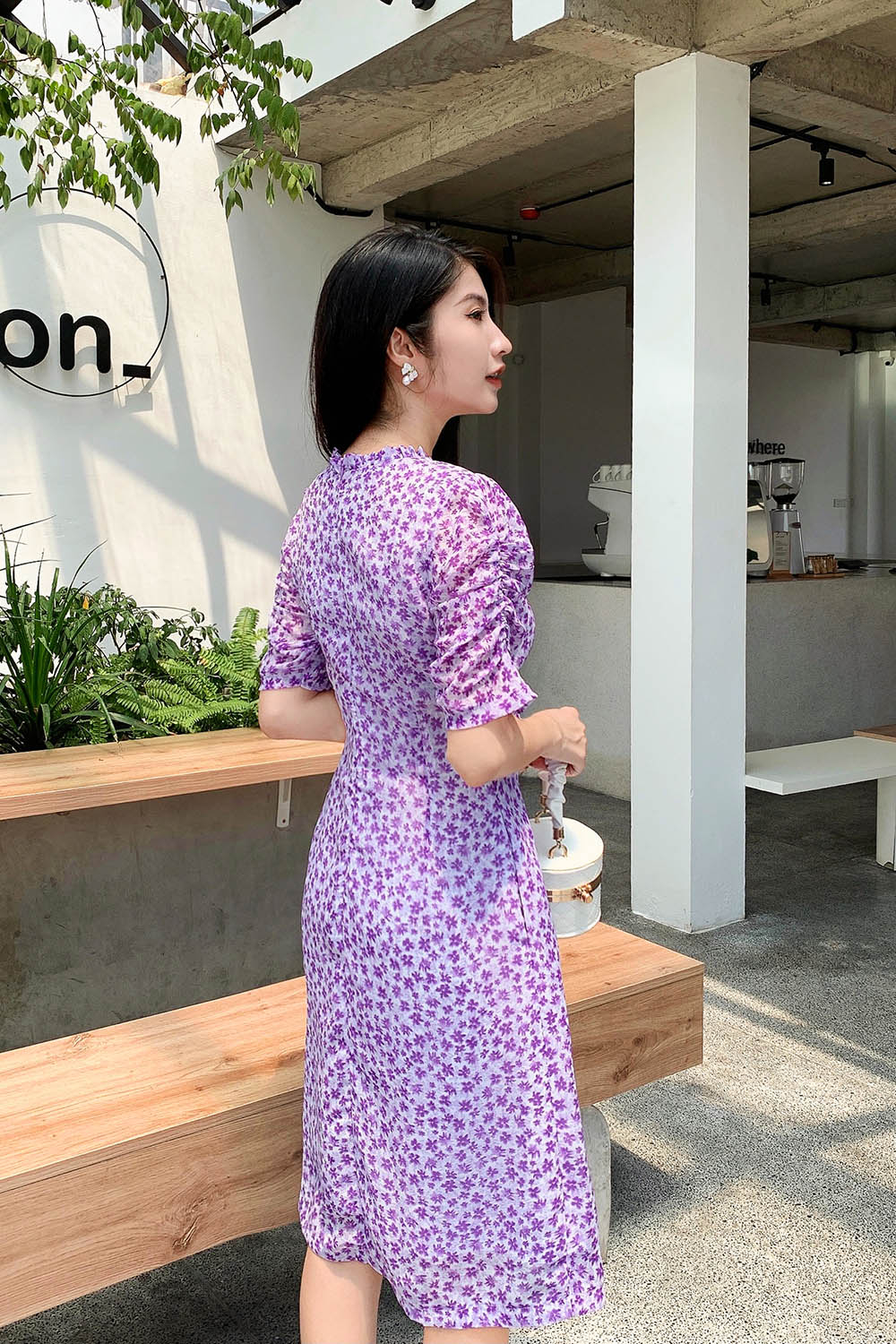 Đầm hoa nhí công sở nữ viền bèo 