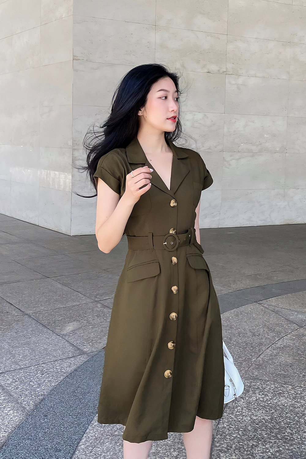 Váy sơ mi nữ thô mềm dáng xoè dài lưng bo chun sau - hàng có sẵn | Shopee  Việt Nam