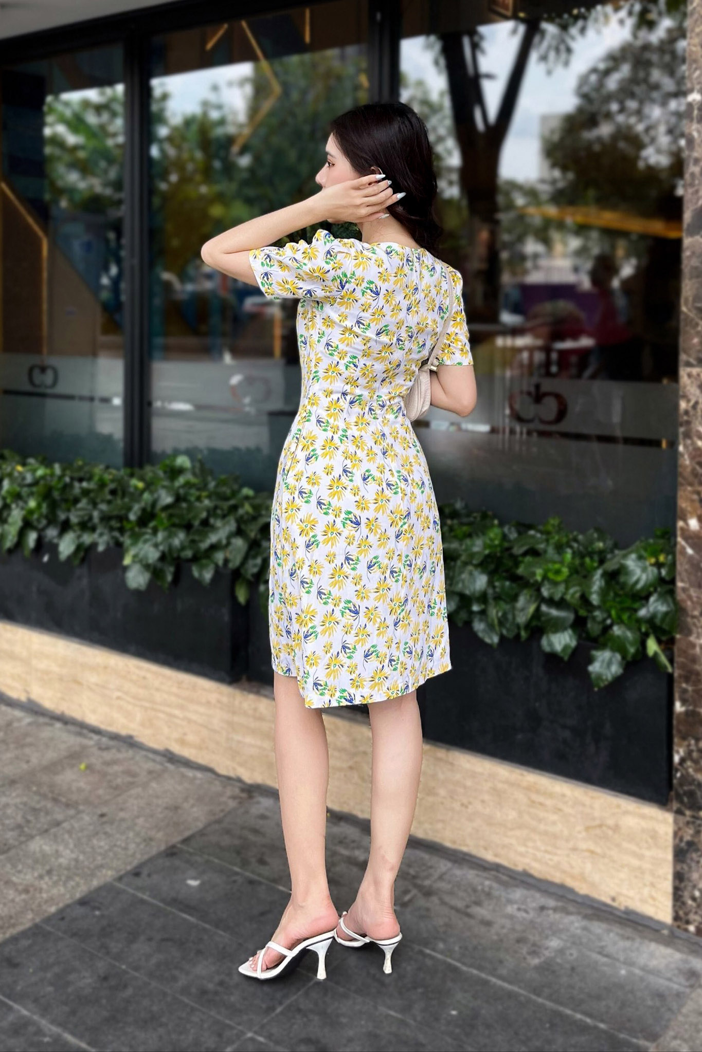 Đầm hoa chữ A công sở nữ 