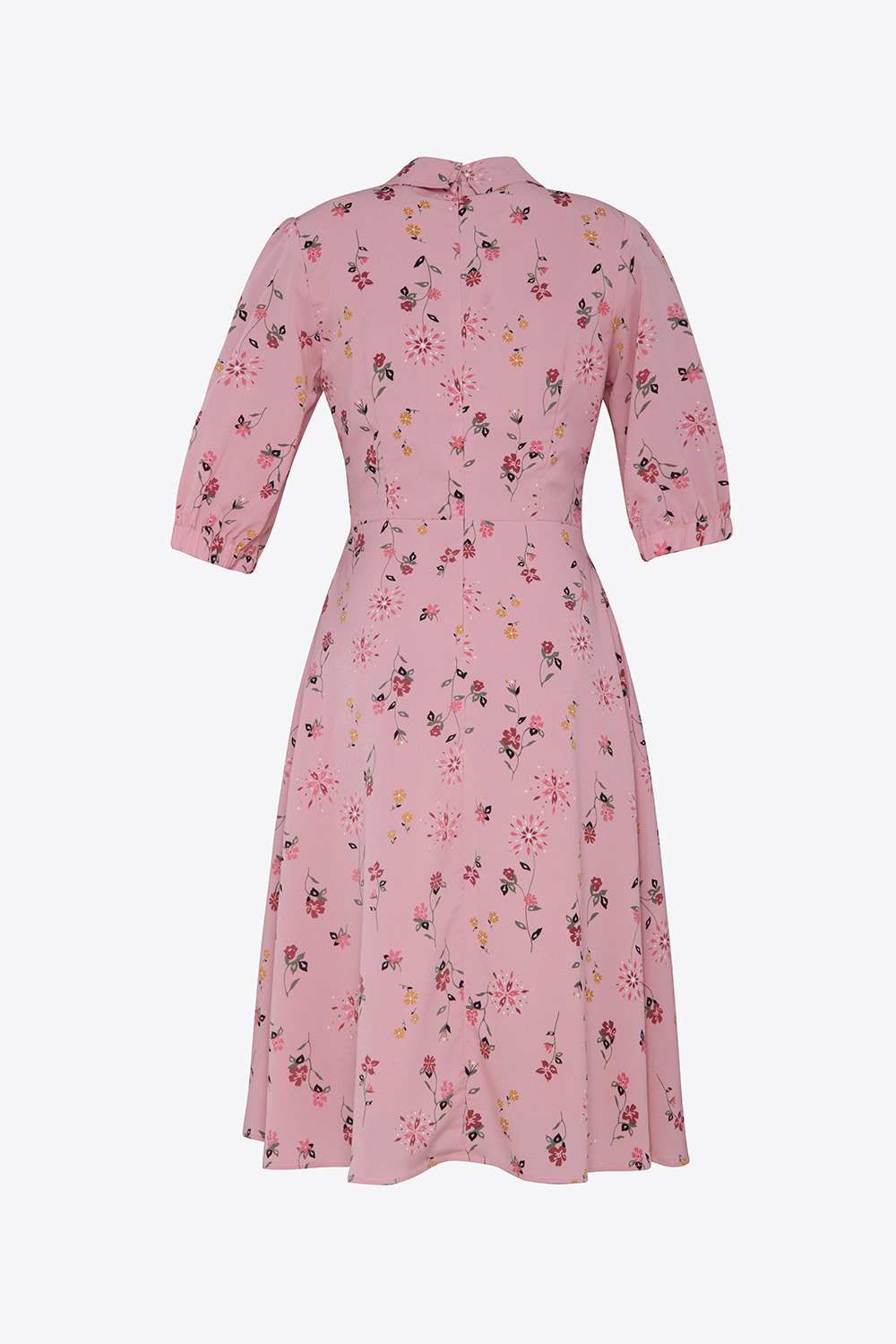 Đầm xòe hoa tay lỡ cổ sơ mi