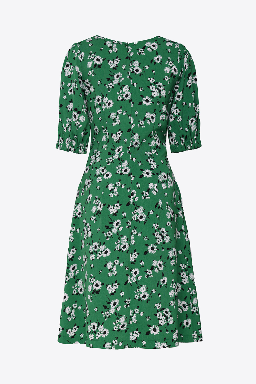 Đầm hoa dáng xoè tay lỡ cổ cut-out